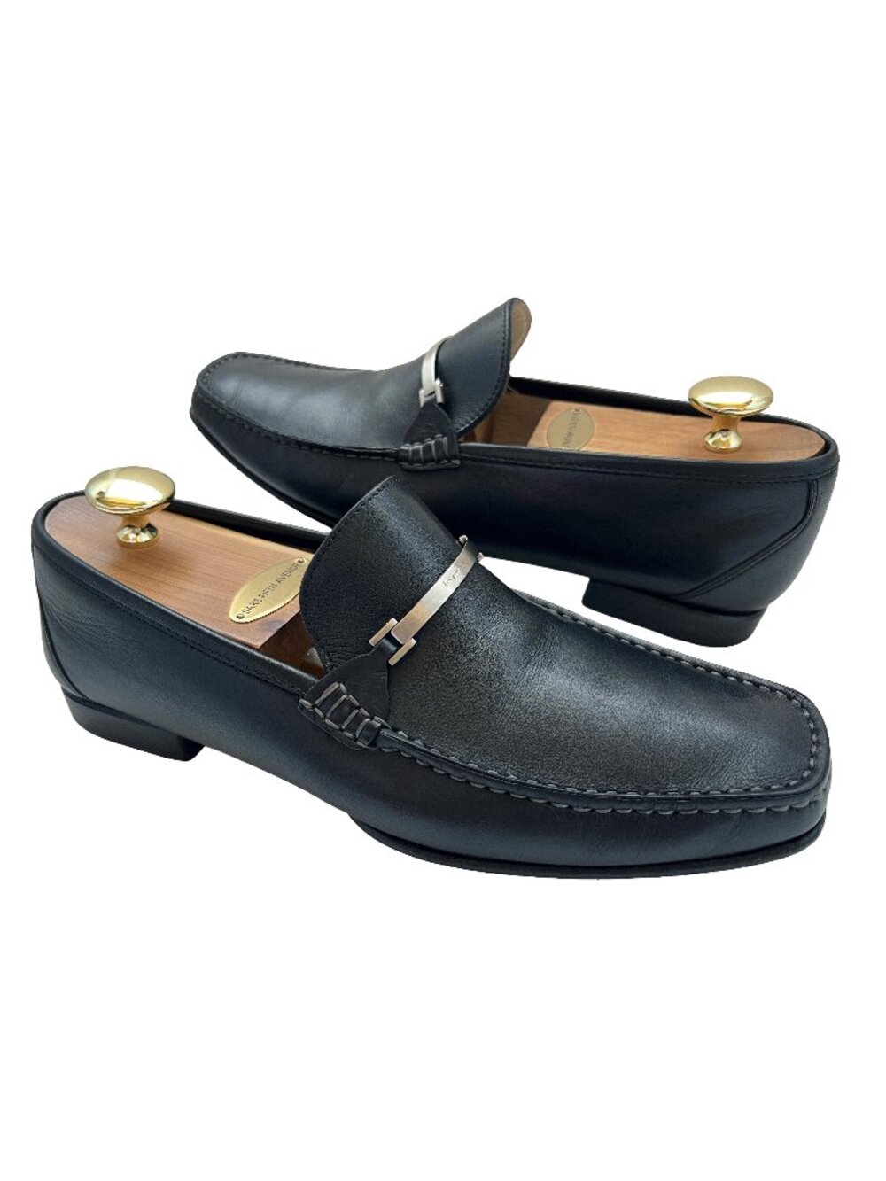 Salvatore Ferragamo Black Leather Bit Slip-On Loafers - Picture 2 of 8